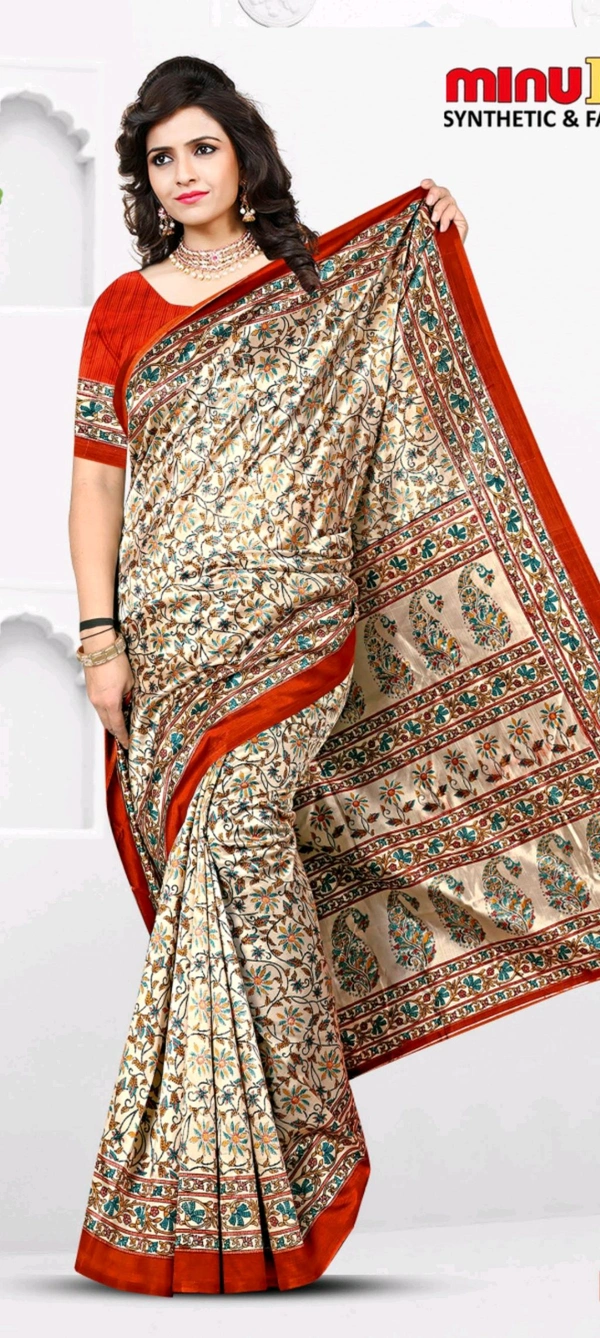 Minu Opara Gulab Designer Silk Saree 237 - Tan, 5.5, Saree