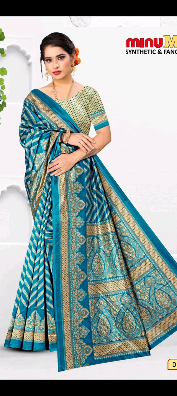 Minu Opara Gulab Designer Silk Saree 239 - Eastern Blue, 5.5, Saree