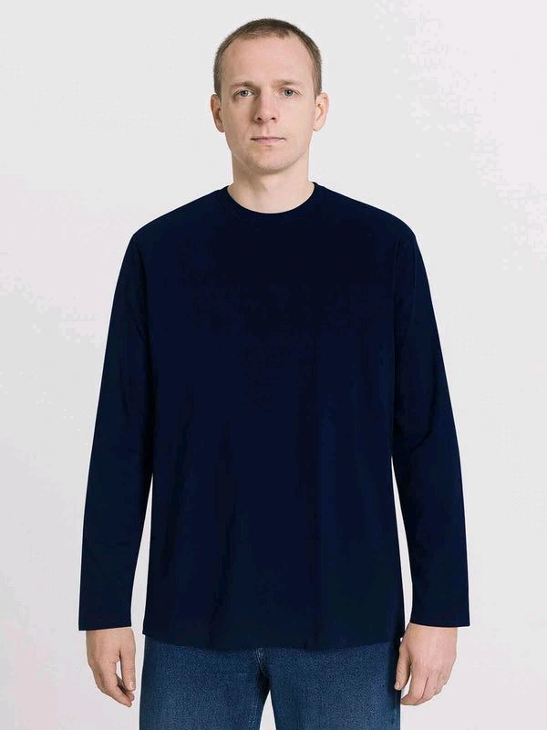Schiesser Mens Navy Longs Sleeve T-shirt 0A1  - Navy Blue, M