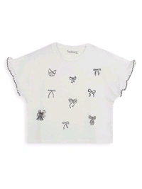 Nutmeg  Girl Glitter Printed Crop Top  - As Image, 4/5Y