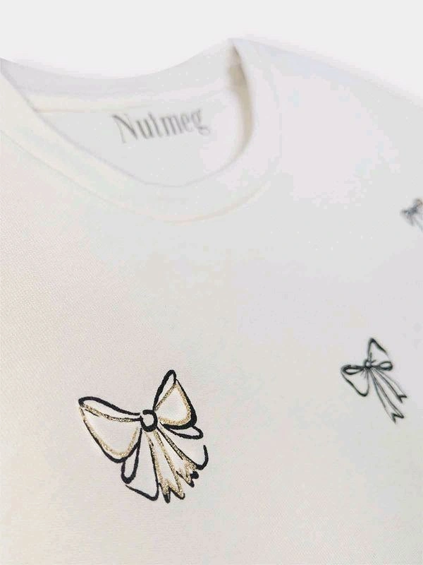 Nutmeg  Girl Glitter Printed Crop Top  - As Image, 9/10Y