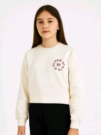 Kiabi  Girls Grey Pullover Fleece Sweatshirt 3A1  - Gray, 3Y