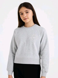 Kiabi  Girls Grey Pullover Fleece Sweatshirt 3A1  - Gray, 4Y