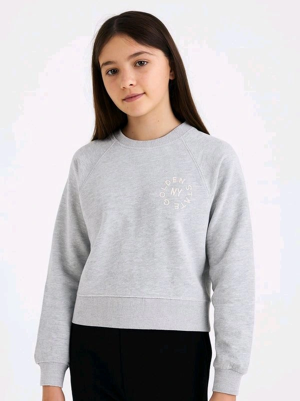 Kiabi  Girls Grey Pullover Fleece Sweatshirt 3A1  - Gray, 4Y