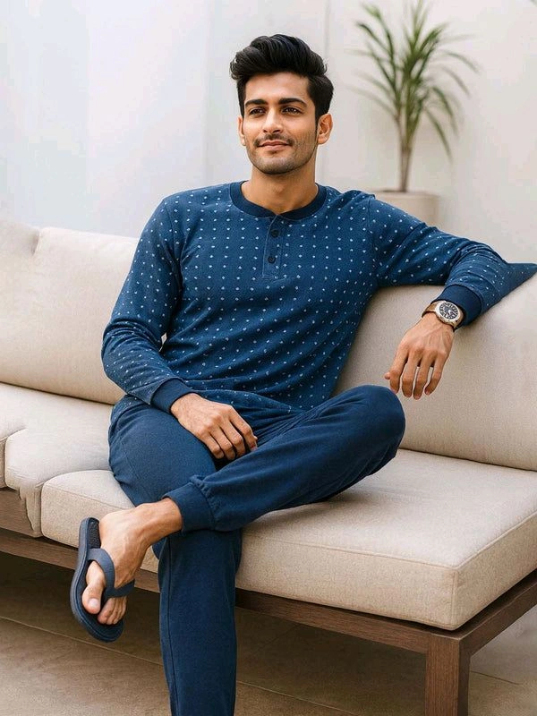 You & Me Mens Winter Pyjama Set 8D2 - Navy Blue, XXL