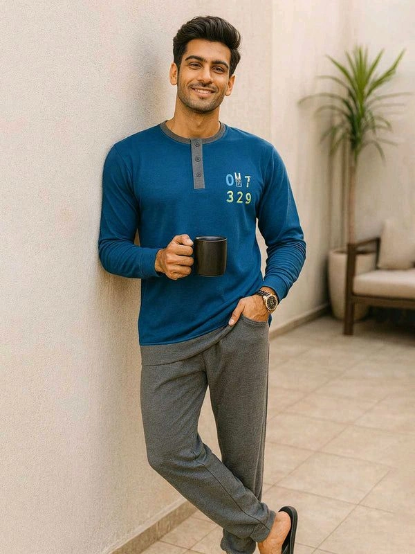 You & Me Mens Winter Pyjama Set 8D2 - Navy Blue, XXL