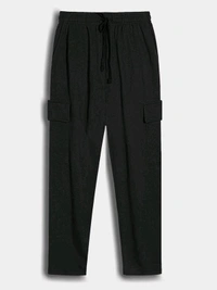 Real Essential  Mens Black Cargo Joggers  - Black, S