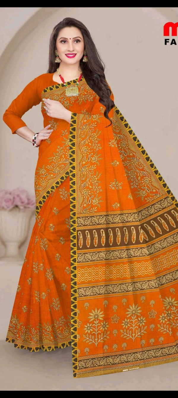 Mahi18 Saree 927 - 5.5, Saree, Yellow Orange