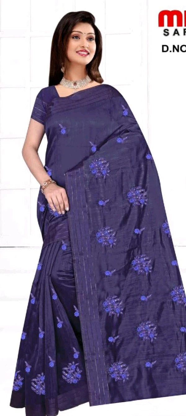 Minu  Chean Pora Fancy Saree 875 - Pigment Indigo, 5.5, Saree