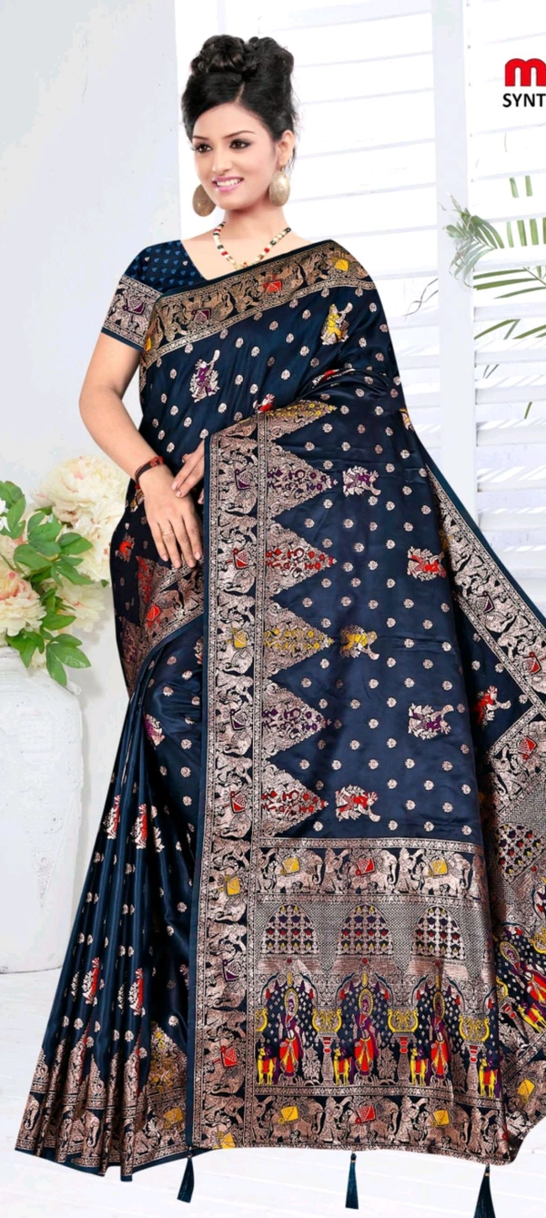 Minu Marsh Satin Designer  Fancy Saree 124 - As image, 6.5, Saree
