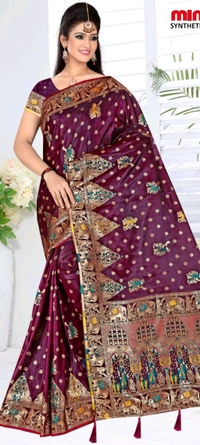 Minu Marsh Satin Designer  Fancy Saree 124 - As image, 6.5, Saree