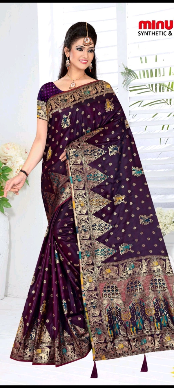 Minu Marsh Satin Designer  Fancy Saree 124 - As image, 6.5, Saree
