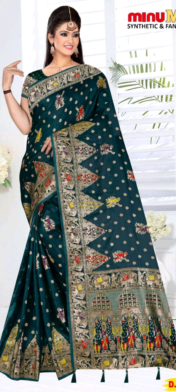 Minu Marsh Satin Designer  Fancy Saree 124 - As image, 6.5, Saree