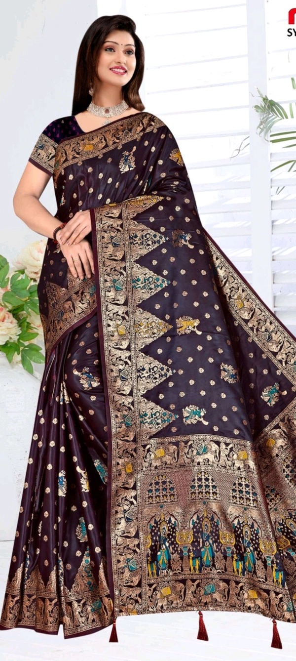Minu Marsh Satin Designer  Fancy Saree 124 - As image, 6.5, Saree