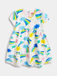 Babyhug  Giral Rainbow Aop Dress 1G1 - Red, 2 /3y -3, Frok