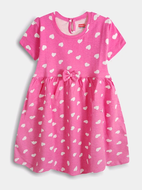 Babyhug  Giral Rainbow Aop Dress 1G1 - Red, 6Y, Frok