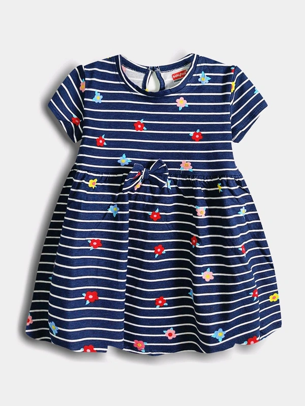 Baby Girls Navy Heart Aop Dress 1C1 - Blue, Baby Dress, 6 / 9m