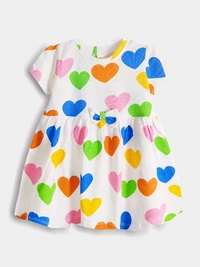 Baby Girls Navy Heart Aop Dress 1C1 - Blue, Baby Dress, 6 / 9m
