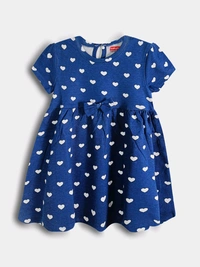 Baby Girls Navy Heart Aop Dress 1C1 - Blue, 12 / 18m, Baby Dress