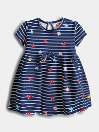 Baby Girls Navy Heart Aop Dress 1C1 - Blue, 12 / 18m, Baby Dress