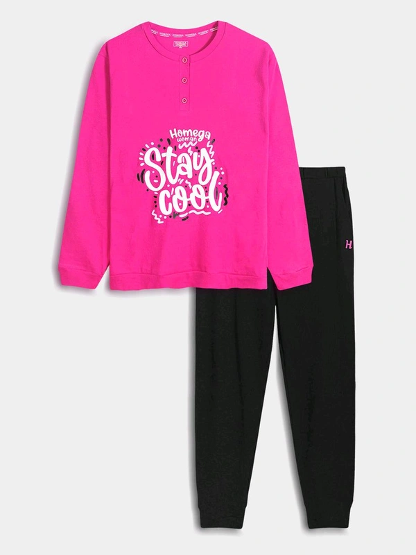 Homega  Ladies Interlock Winter Pyjama Set 8A1 - Black, S