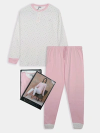 Capricci Ladies Printed Interlock Winter Pyjama Set3A7 - Pink, 4XL