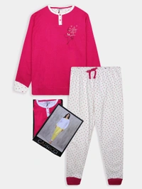 Capricci Ladies Printed Interlock Winter Pyjama Set3A7 - Pink, 4XL