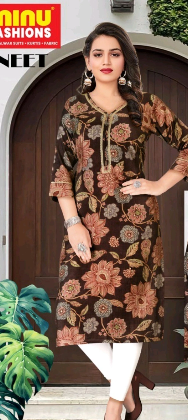 Minu ANEET KURTI 002 - Red, 40, Suit