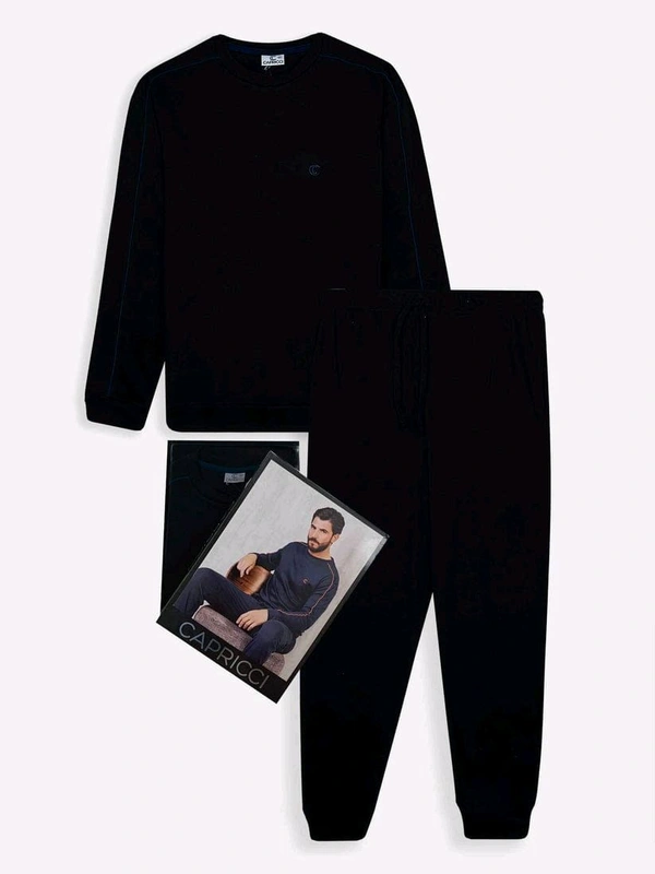 Capricci Men's Interlock Winter Black Pyjama Set Box Pack 4A2 - 1, Black, M