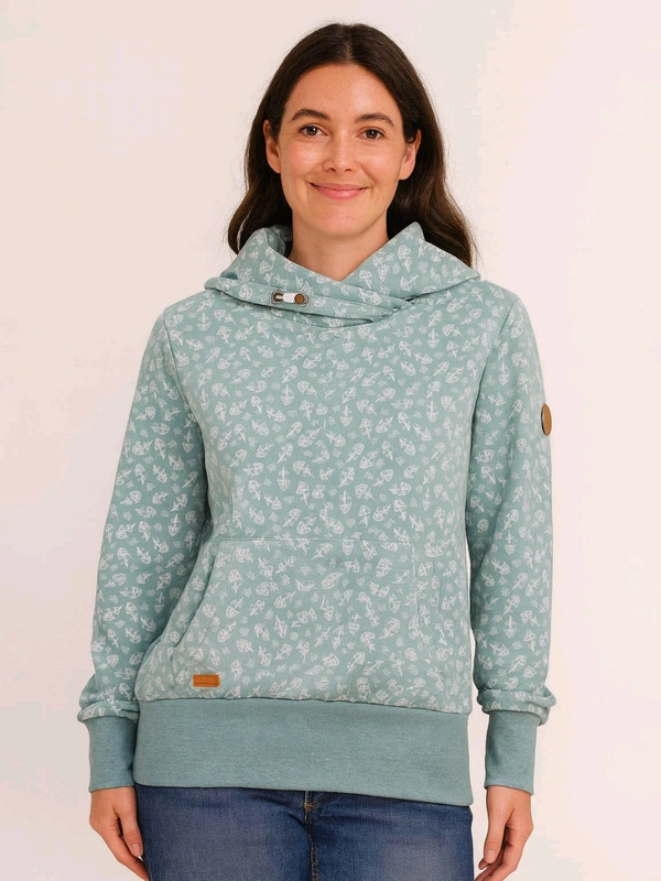 Gina Ladies Cowl Neck Fleece Sweatshirt Green 7A2 - Green, XL