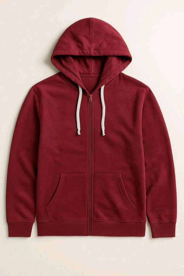 Attidude Mans Hooded Full Zipper Maroon Sweatshirt 4A1 - Maroon, XL