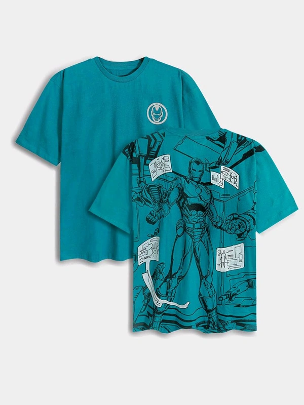 Attitude Mens printed Oversize Fit T-shirt 2B1 - Teal, XL