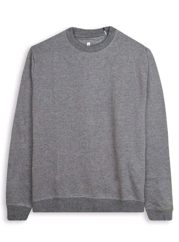 Basic Life Style Men Pullover Fleece Blue Sweatshirt DA1 - Gray, S