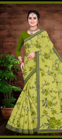 Minu SARODIA(SOUTH COTTON) SAREE - Yellow Orange, Saree, 5.5