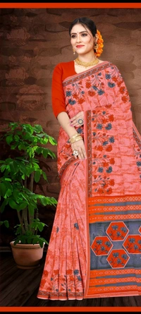 Minu SARODIA(SOUTH COTTON) SAREE - Yellow Orange, Saree, 5.5