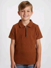B16454A1 Boys Jacquard Black Polo - 4/5Y, Black Polo