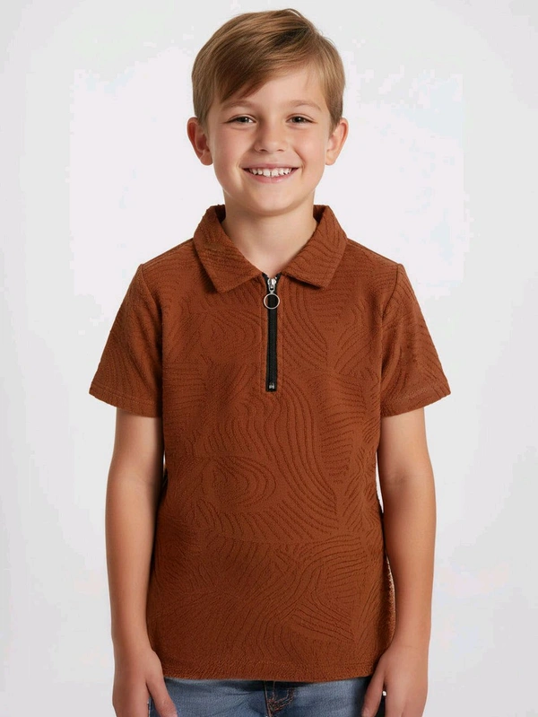 B16454A1 Boys Jacquard Black Polo - 4/5Y, Black Polo