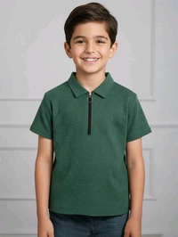 B16454A1 Boys Jacquard Black Polo - 6/7Y, Black Polo