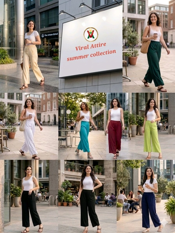 Fabclub Office& College Plain Palazzos - L, As Image
