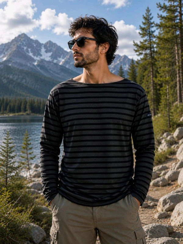 Hublot Men's Striped Long Sleeve T-shirts 8A1 - L, Black Striped