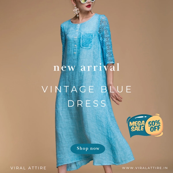 12th tribe blue dress Women's Boho Lapis Blue Dress