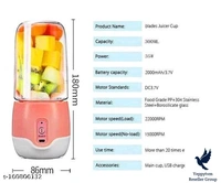Latest Smart Portable Electric USB Juice Maker | Blender Grinder Mixer | Personal Size, USB Rechargeable Mini Juicer for Smoothies and ShakesMaterial: Plastic