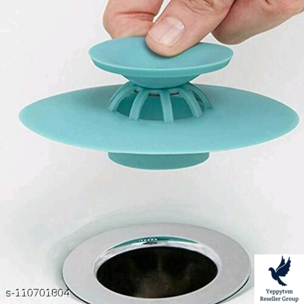 2-in-1 Home Bathroom Kitchen Silicone Sewer Sink Bathtub Wash-Basin Sealer Cover Drainer Water Stopper with Hair Catcher (Random Colour Pack of-2) (10.3 cm) Kitchen Sink Accessories Material: OthersType: DrainerProduct Breadth: 10 CmProduct Height: 2.5 CmProduct Length: 10 CmNet Quantity (N): Multipack?4in1 Drain Stoppers & Strainers?The tub drain stopper can stop water and cooking