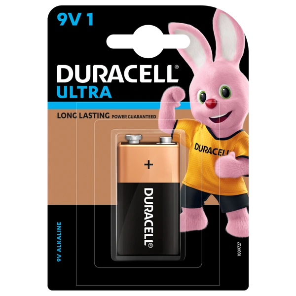 Duracell Ultra 9V Alkaline Battery – Reliable Power for Essential Devices - 1BL