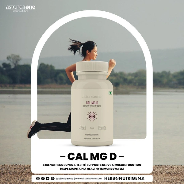ASTONEAONE Cal Mg D Tablets – Calcium, Magnesium, Vitamin D & Zinc Supplement for Bone & Muscle Health, 100 Tabs
