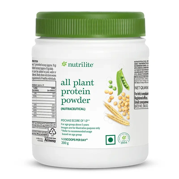 Amway Nutrilite All Plant Protein Powder – 500g | 100% Plant-Based | 8g Protein Per Scoop | No Added Sugar - Natural, 200GM