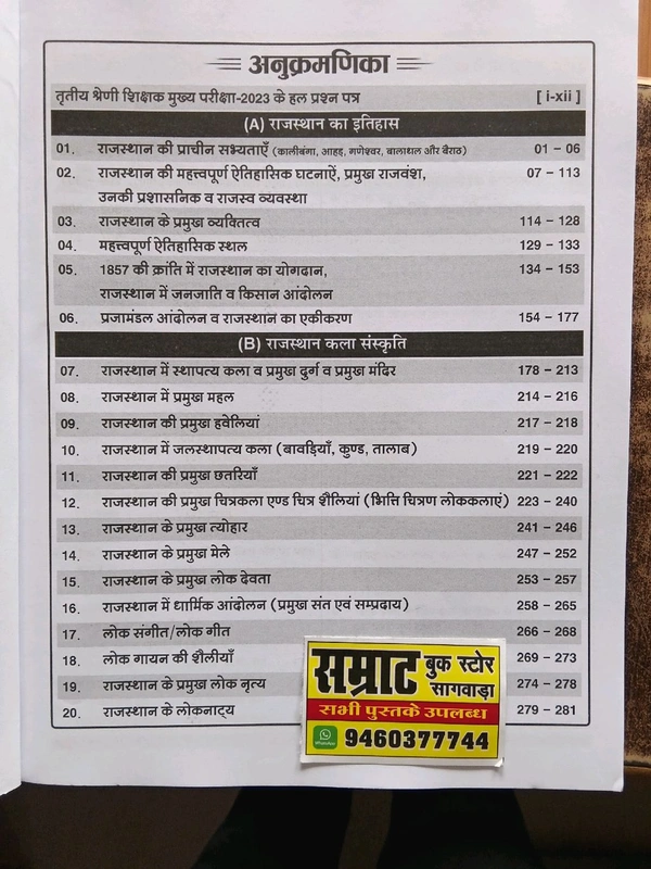 नाथ पब्लिकेशन 3rd अध्यापक मुख्य परीक्षा राजस्थान इतिहास एवं कला संस्कृति
