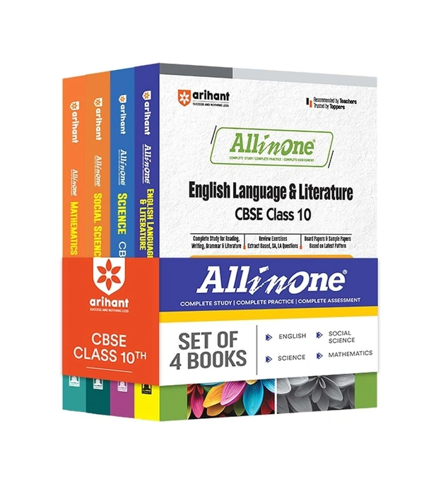 Arihant All In One - (English Language & Literature + Maths + Science + Social) | Mind map in each chapter | Clear & Concise Theory | Intext & Chapter Exercises | Sample Question Papers [2025-26] - Class 10  [Set of 4 Books]