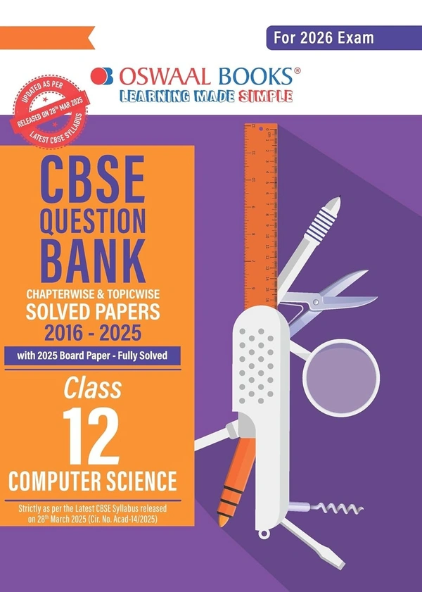 Oswal Oswaal COMPUTER SCIENCE Question Bank Chapterwise and Topicwise Solved Papers [2025-26] - Class 12 - Oswaal Editorial Board, English, Paperback