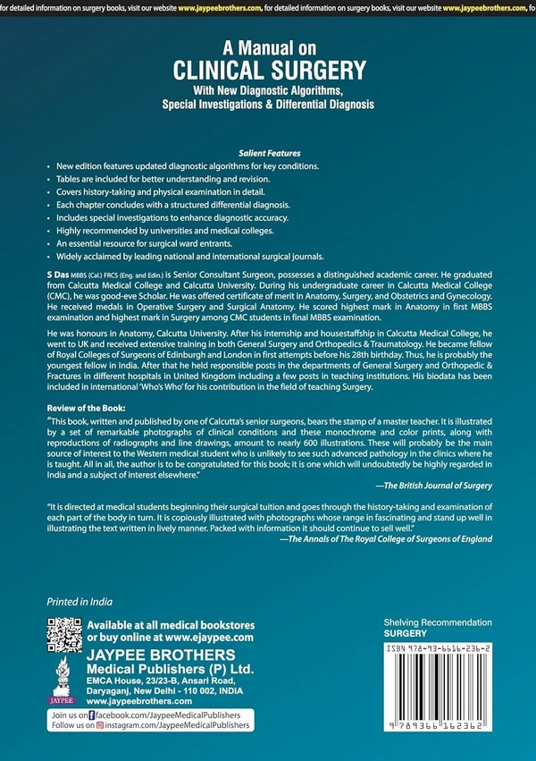 Somen Das A Manual on Clinical Surgery with New Diagnostic Algorithms, Special Investigations & Differential Diagnosis